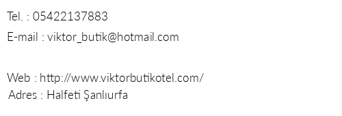 Halfeti Ta Konak Viktor Butik Otel telefon numaralar, faks, e-mail, posta adresi ve iletiim bilgileri
